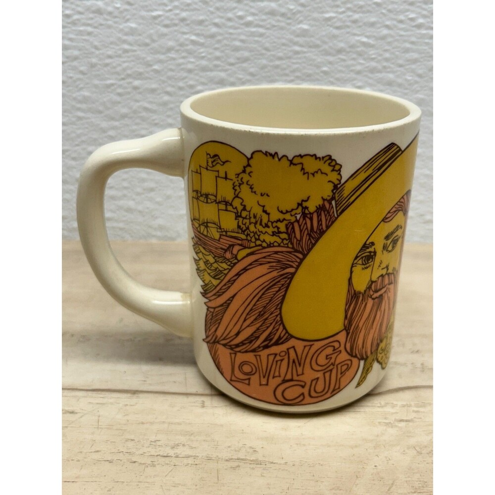 Vtg 1970s Loving Cup Pocahontas Porcelain Coffee Mug Made In USA